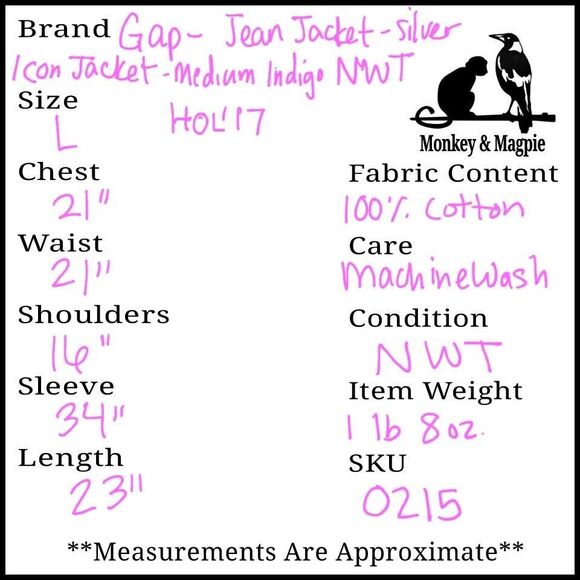 NWT Gap Women's Icon Jacket Medium Indigo Denim Silver Wash Size Large - Picture 8 of 11